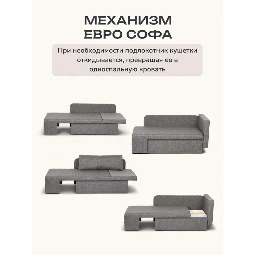 Фото 4 Диван раскладной Диван 24 Дуэ 66x145x74 см рогожка цвет темно - серый Фото 4 Диван раскладной Диван 24 Дуэ 66x145x74 см рогожка цвет темно - серый