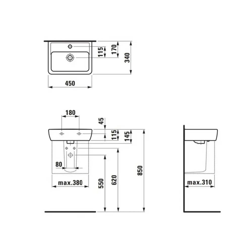 Фото 4 Раковина подвесная Laufen pro 8.1195.1.000.104.1 34см цвет белый Фото 4 Раковина подвесная Laufen pro 8.1195.1.000.104.1 34см цвет белый