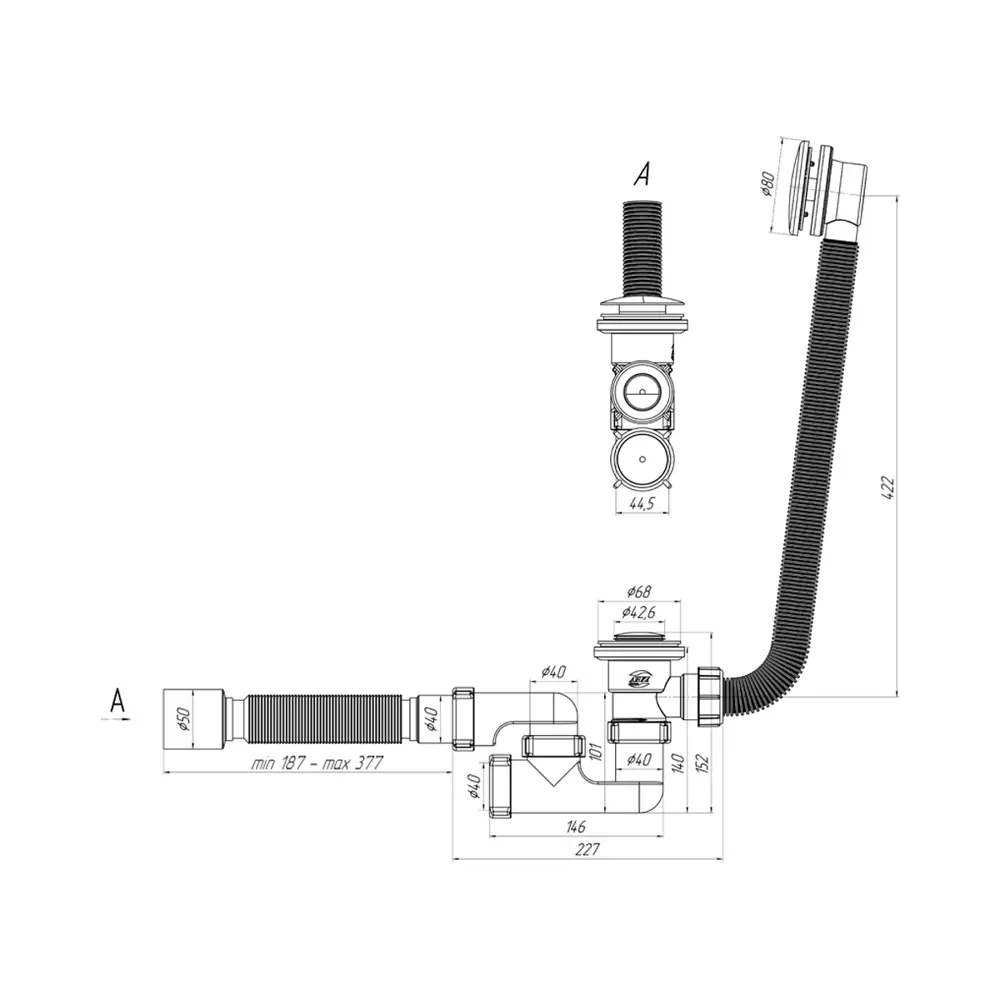 Фото 5 Сифон для ванны Ани пласт EC255 D40 мм клик-клак белый Фото 5 Сифон для ванны Ани пласт EC255 D40 мм клик-клак белый