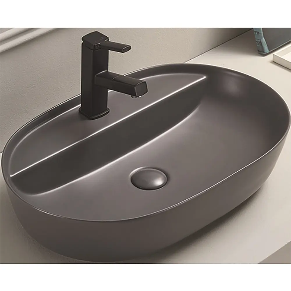 Фото 2 Раковина накладная CeramaLux 62 78325XMDH серая матовая Фото 2 Раковина накладная CeramaLux 62 78325XMDH серая матовая