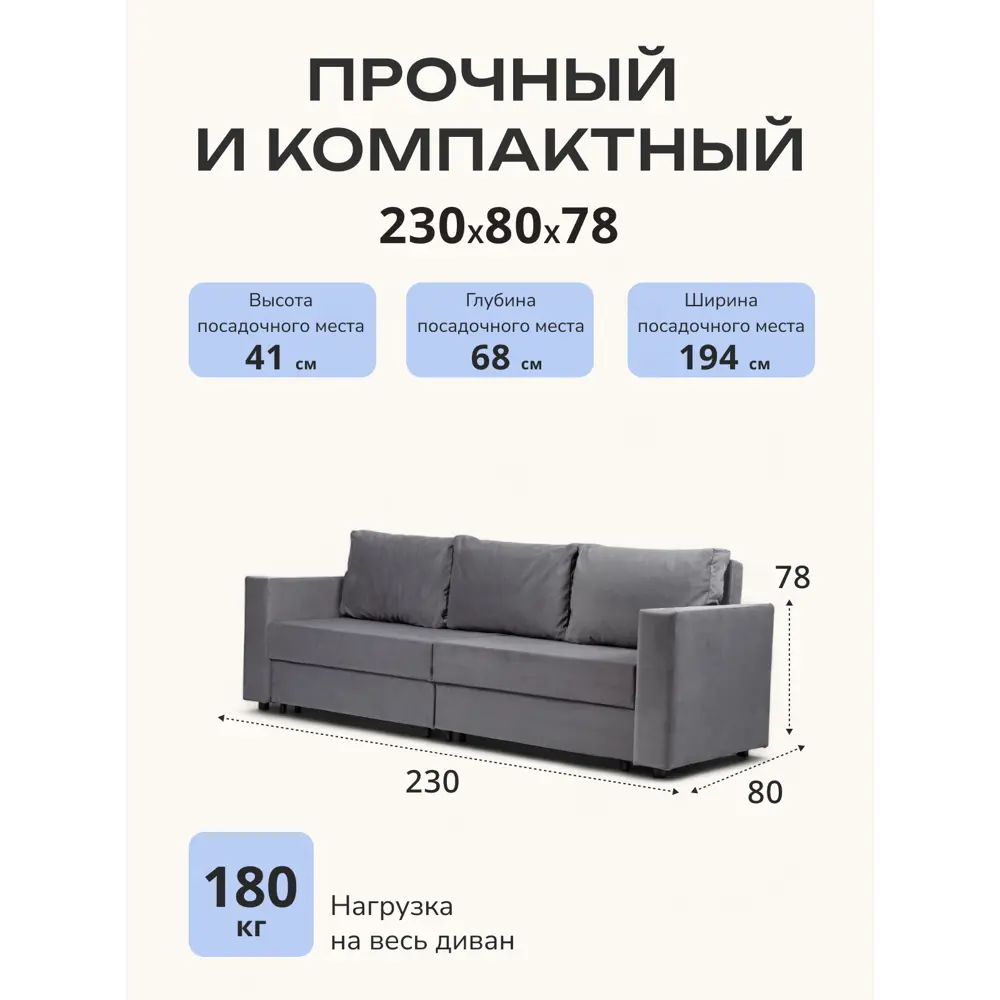 Фото 2 Диван раскладной Диван 24 Аликанте 230x78x80 см велюр цвет темно-серый Фото 2 Диван раскладной Диван 24 Аликанте 230x78x80 см велюр цвет темно-серый
