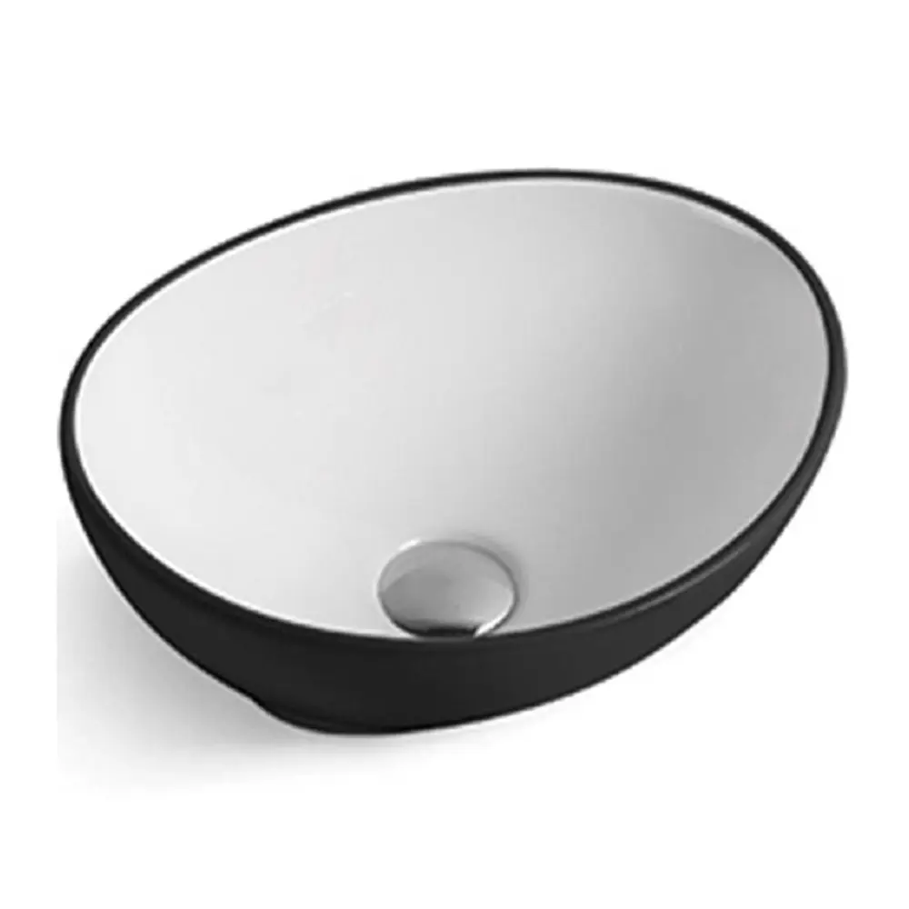 Фото Раковина накладная CeramaLux 40 7138BW белая/черная Фото Раковина накладная CeramaLux 40 7138BW белая/черная