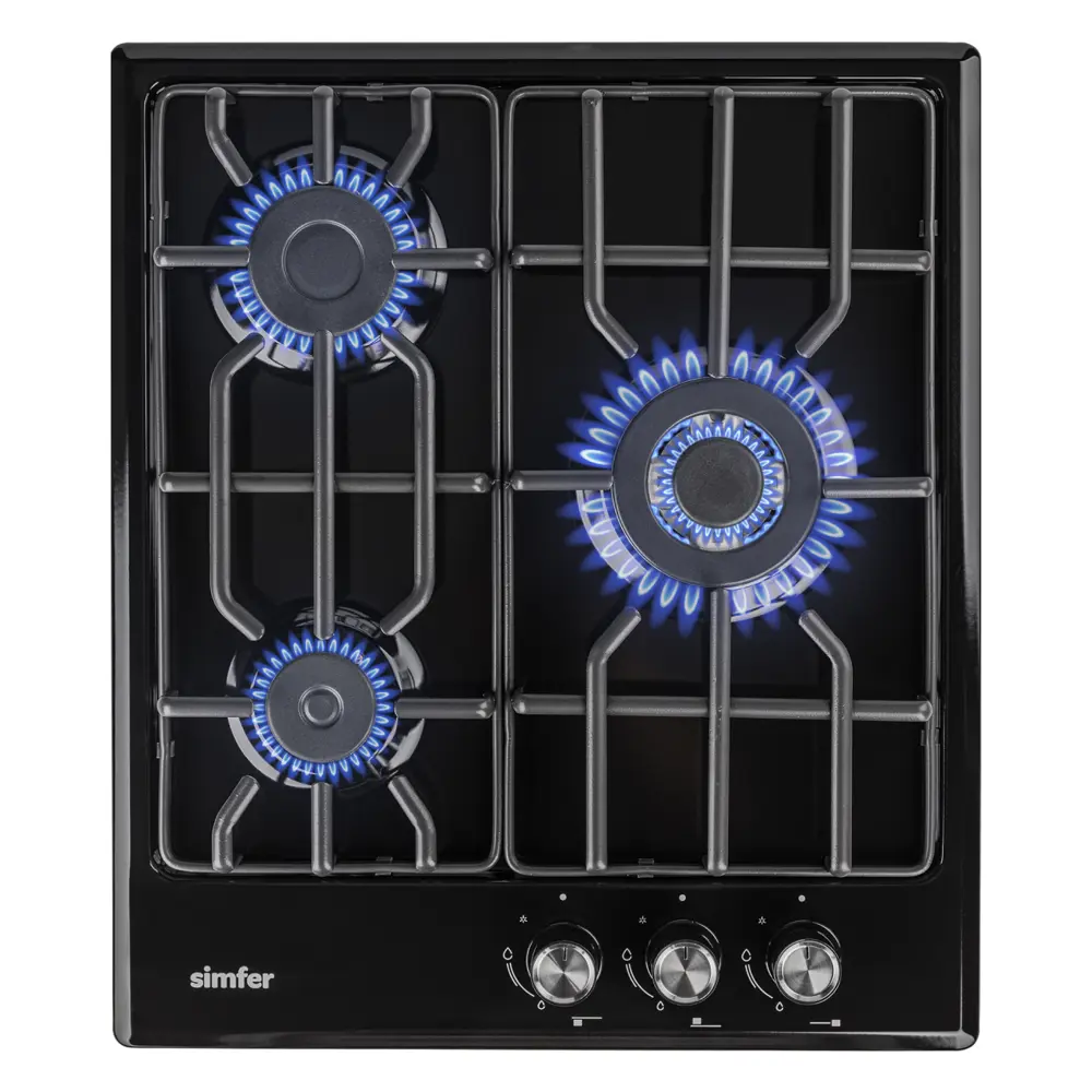 Фото 3 Газовая варочная панель Simfer H45V35B571 45 см 3 конфорки цвет черный Фото 3 Газовая варочная панель Simfer H45V35B571 45 см 3 конфорки цвет черный