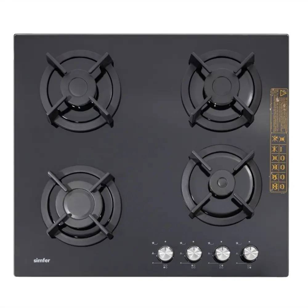 Фото 2 Газовая варочная панель Simfer H60N40B416 60 см 4 конфорки цвет черный Фото 2 Газовая варочная панель Simfer H60N40B416 60 см 4 конфорки цвет черный