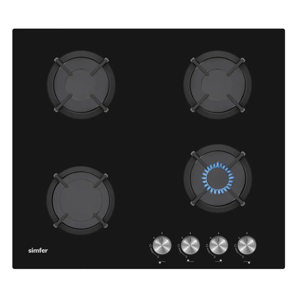 Фото 3 Газовая варочная панель Simfer H60N40B416 60 см 4 конфорки цвет черный Фото 3 Газовая варочная панель Simfer H60N40B416 60 см 4 конфорки цвет черный