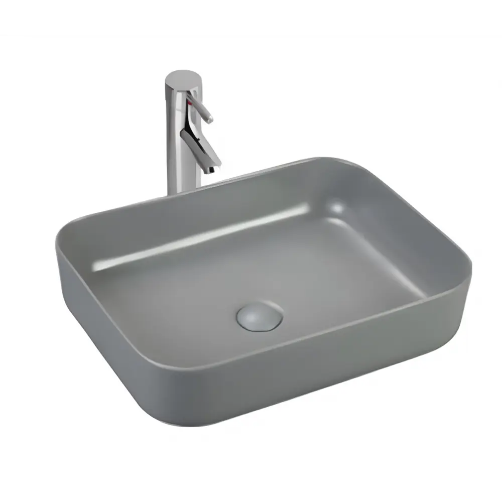 Фото Раковина накладная SinteSi SIN-LVB-APP-409GM 50x40 серая матовая Фото Раковина накладная SinteSi SIN-LVB-APP-409GM 50x40 серая матовая