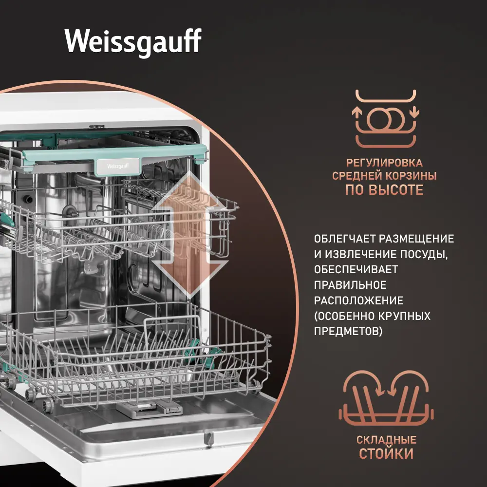 Фото 13 Посудомоечная машина Weissgauff dw 6038 inverter touch 59.8 см 9 программ цвет белый Фото 13 Посудомоечная машина Weissgauff dw 6038 inverter touch 59.8 см 9 программ цвет белый