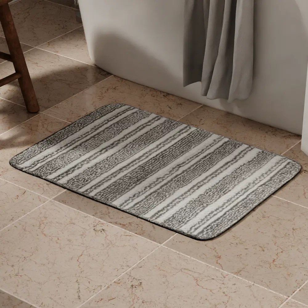 Фото Коврик для ванной Lemer Tocantis 50x80 см цвет серый Фото Коврик для ванной Lemer Tocantis 50x80 см цвет серый