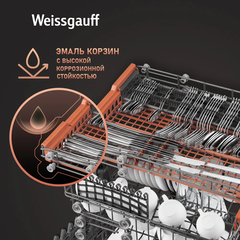 Фото 3 Встраиваемая посудомоечная машина Weissgauff BDW 4535 44.8 см 5 программ цвет серый/серебристый Фото 3 Встраиваемая посудомоечная машина Weissgauff BDW 4535 44.8 см 5 программ цвет серый/серебристый