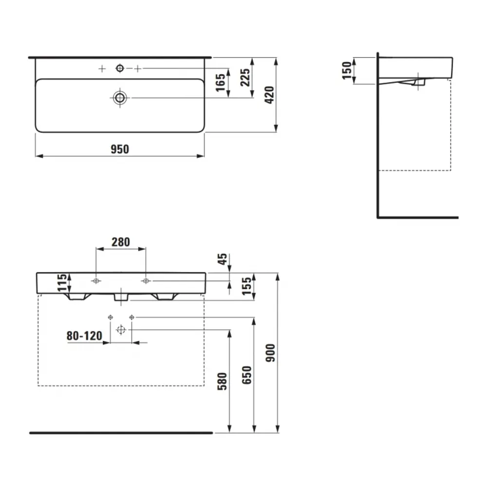 Фото 5 Раковина подвесная Laufen Val 8.1028.7.000.104.1 95x42 см цвет белый