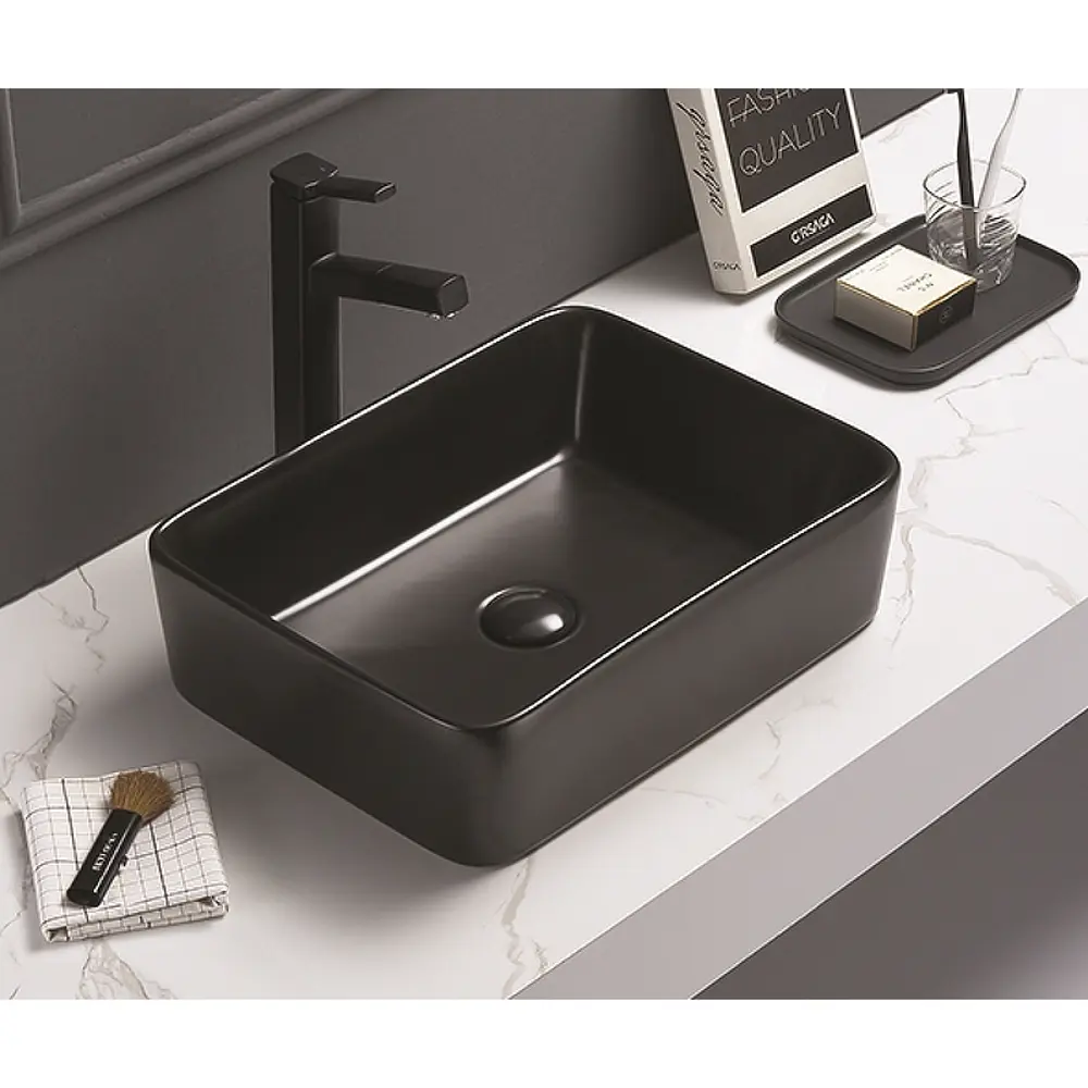 Фото 3 Раковина накладная CeramaLux NC 7050MB 48x37 см цвет черный Фото 3 Раковина накладная CeramaLux NC 7050MB 48x37 см цвет черный