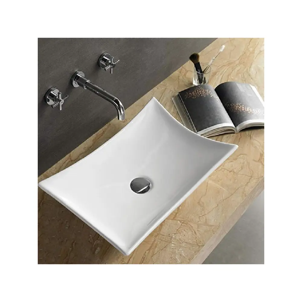 Фото 2 Раковина накладная CeramaLux 7701B 57.50x38 см цвет белый Фото 2 Раковина накладная CeramaLux 7701B 57.50x38 см цвет белый