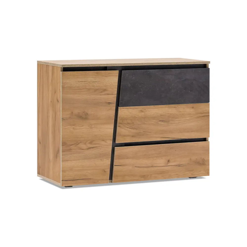 Фото Комод Миф 08-70299 3 ящика 100.2x41.8x75 см ЛДСП цвет дуб крафт/бетон темный