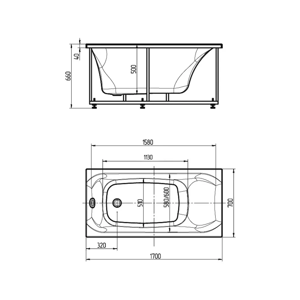 Фото 4 Ванна Aquatek Альфа 170x70 см слив слева акриловая прямоугольная Фото 4 Ванна Aquatek Альфа 170x70 см слив слева акриловая прямоугольная