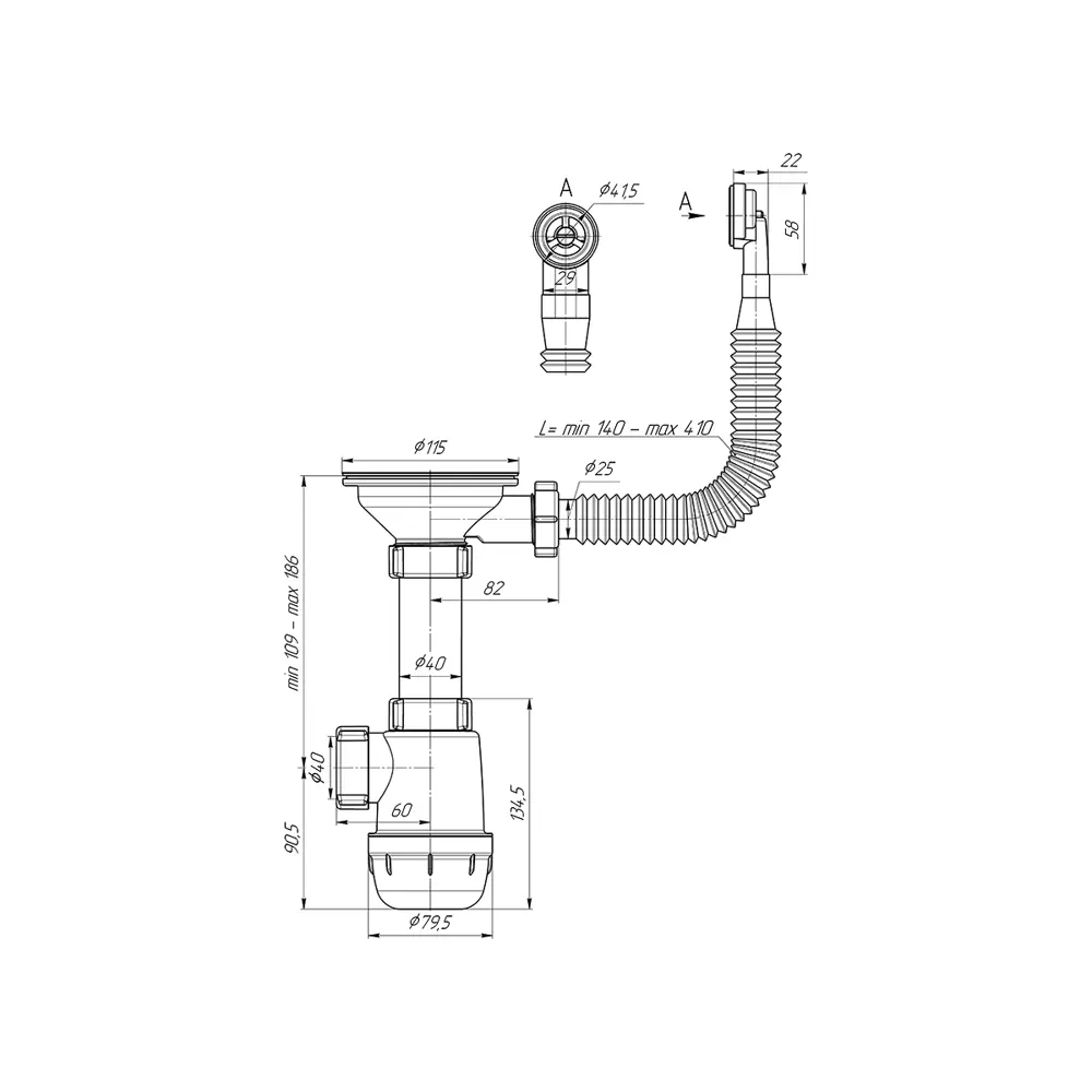 Фото 3 Сифон для мойки Ани пласт D50 мм цвет белый A0142S Фото 3 Сифон для мойки Ани пласт D50 мм цвет белый A0142S