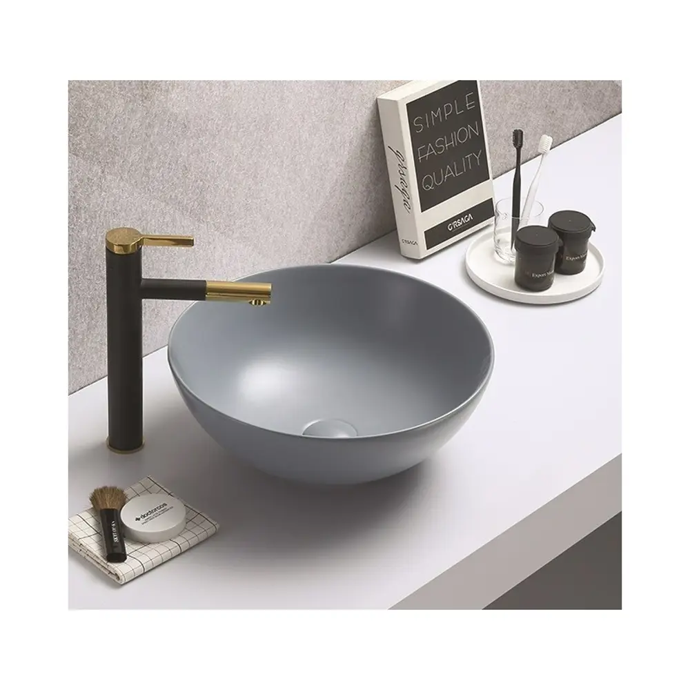 Фото 2 Раковина накладная CeramaLux NC 104MHL-4 41x41 см цвет голубой Фото 2 Раковина накладная CeramaLux NC 104MHL-4 41x41 см цвет голубой
