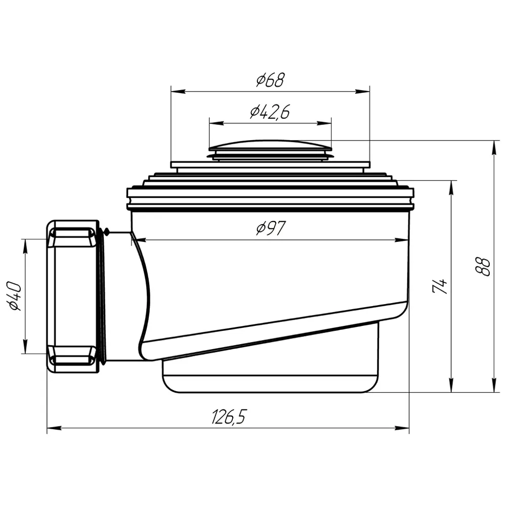 Фото 3 Сифон для душевого поддона Ани пласт D50 мм E410CL
