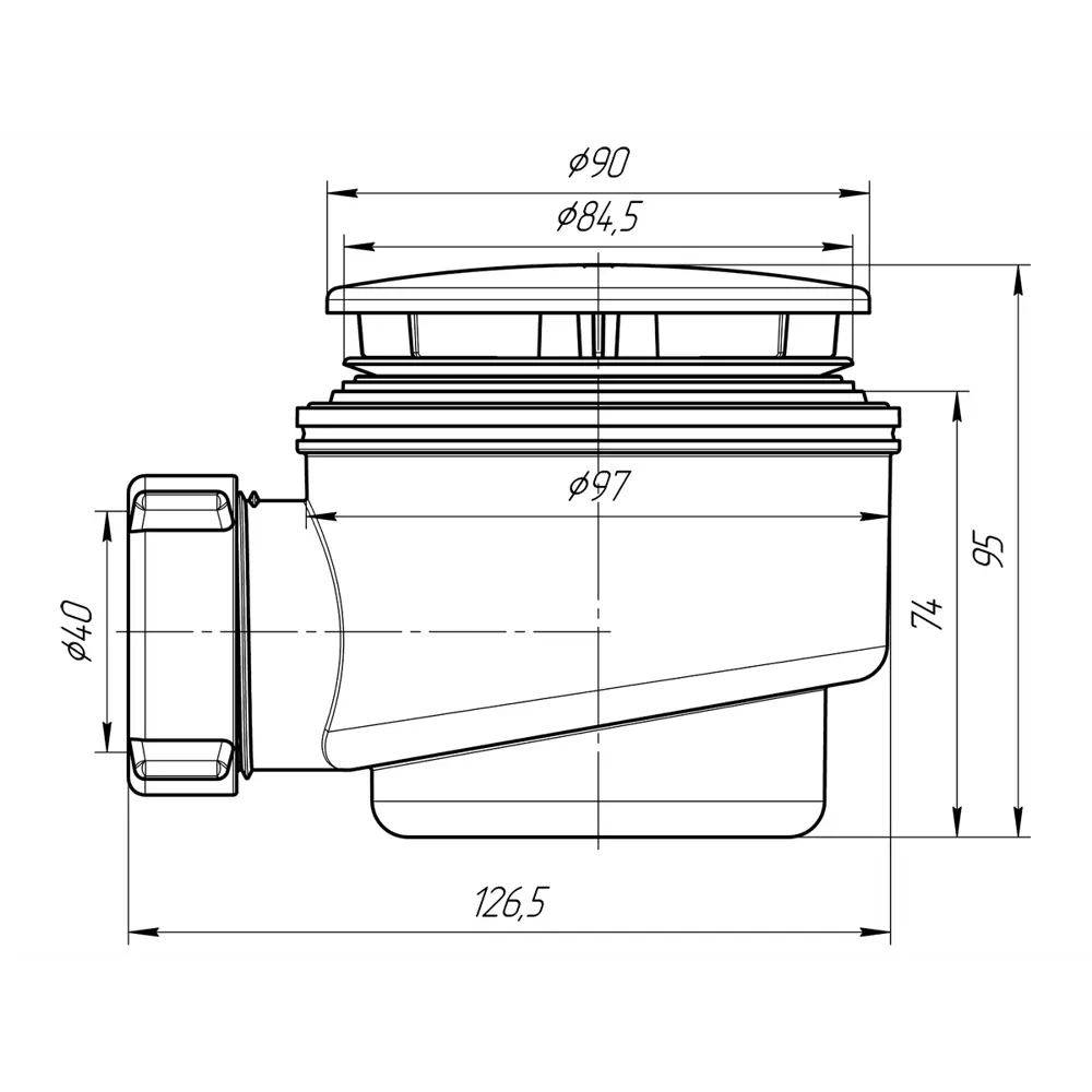 Фото 3 Сифон для душевого поддона Ани пласт D50 мм серый E510C Фото 3 Сифон для душевого поддона Ани пласт D50 мм серый E510C
