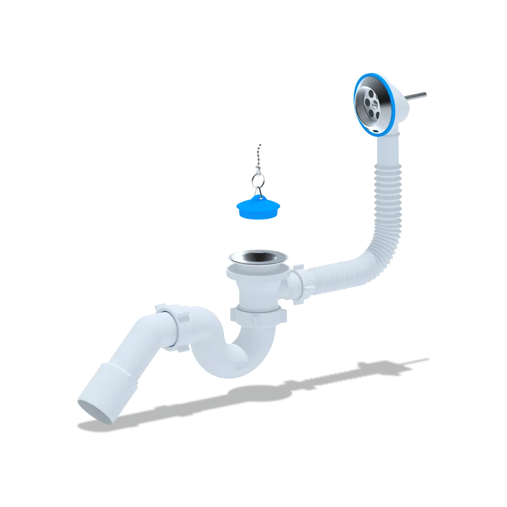 Фото Сифон для ванны Ани пласт D50 мм цвет белый E151 Фото Сифон для ванны Ани пласт D50 мм цвет белый E151