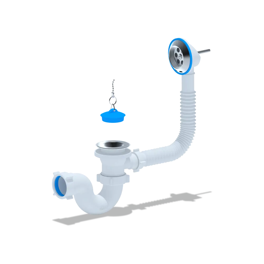 Фото Сифон для ванны Ани пласт D50 мм цвет белый E150 Фото Сифон для ванны Ани пласт D50 мм цвет белый E150