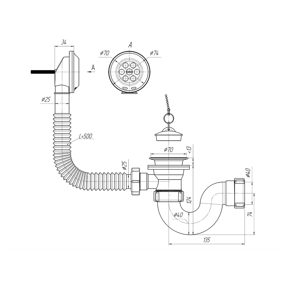 Фото 3 Сифон для ванны Ани пласт D50 мм цвет белый E150 Фото 3 Сифон для ванны Ани пласт D50 мм цвет белый E150