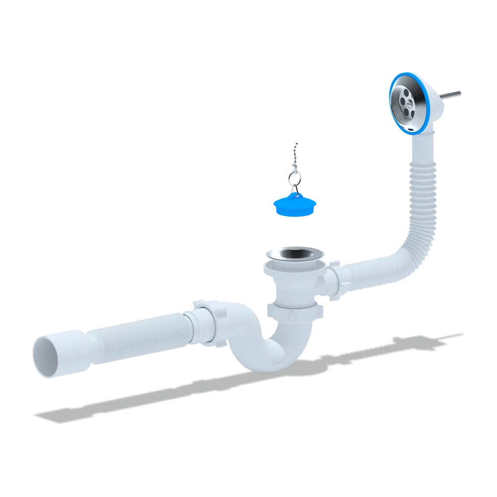 Фото Сифон для ванны Ани пласт D50 мм цвет белый E155 Фото Сифон для ванны Ани пласт D50 мм цвет белый E155