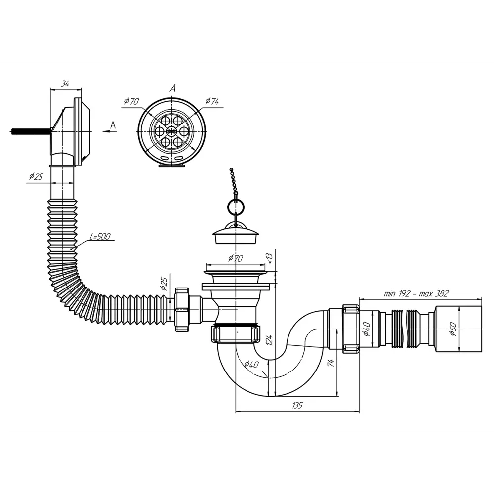 Фото 3 Сифон для ванны Ани пласт D50 мм белый E155 Фото 3 Сифон для ванны Ани пласт D50 мм белый E155