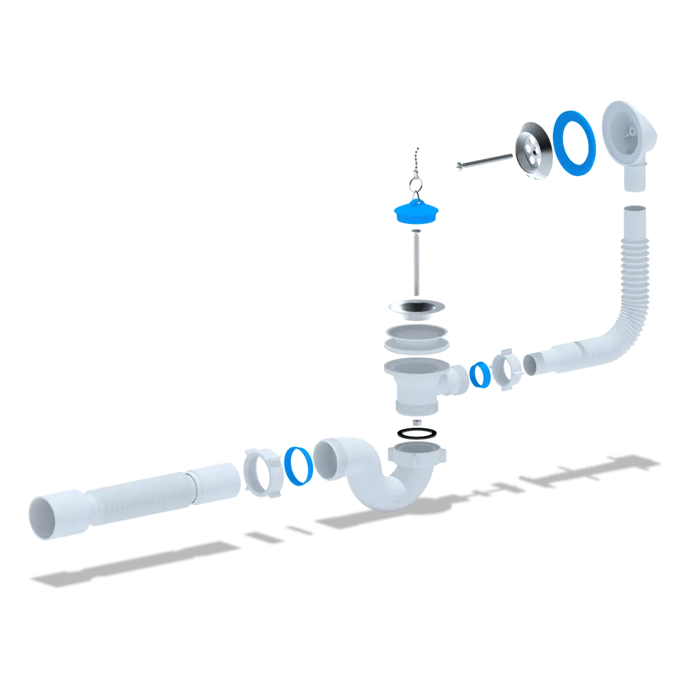 Фото 2 Сифон для ванны Ани пласт D50 мм белый E155 Фото 2 Сифон для ванны Ани пласт D50 мм белый E155