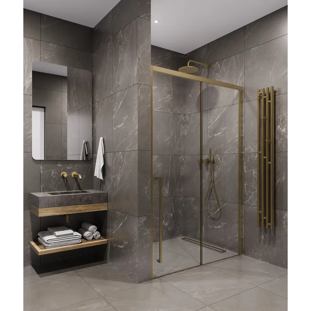 Фото 2 Душевая дверь Timo T55L 150см эффект стекла прозрачное закаленное стекло раздвижной