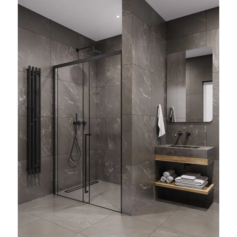 Фото 3 Душевая дверь Timo T58R 140см эффект стекла прозрачное закаленное стекло раздвижной Фото 3 Душевая дверь Timo T58R 140см эффект стекла прозрачное закаленное стекло раздвижной