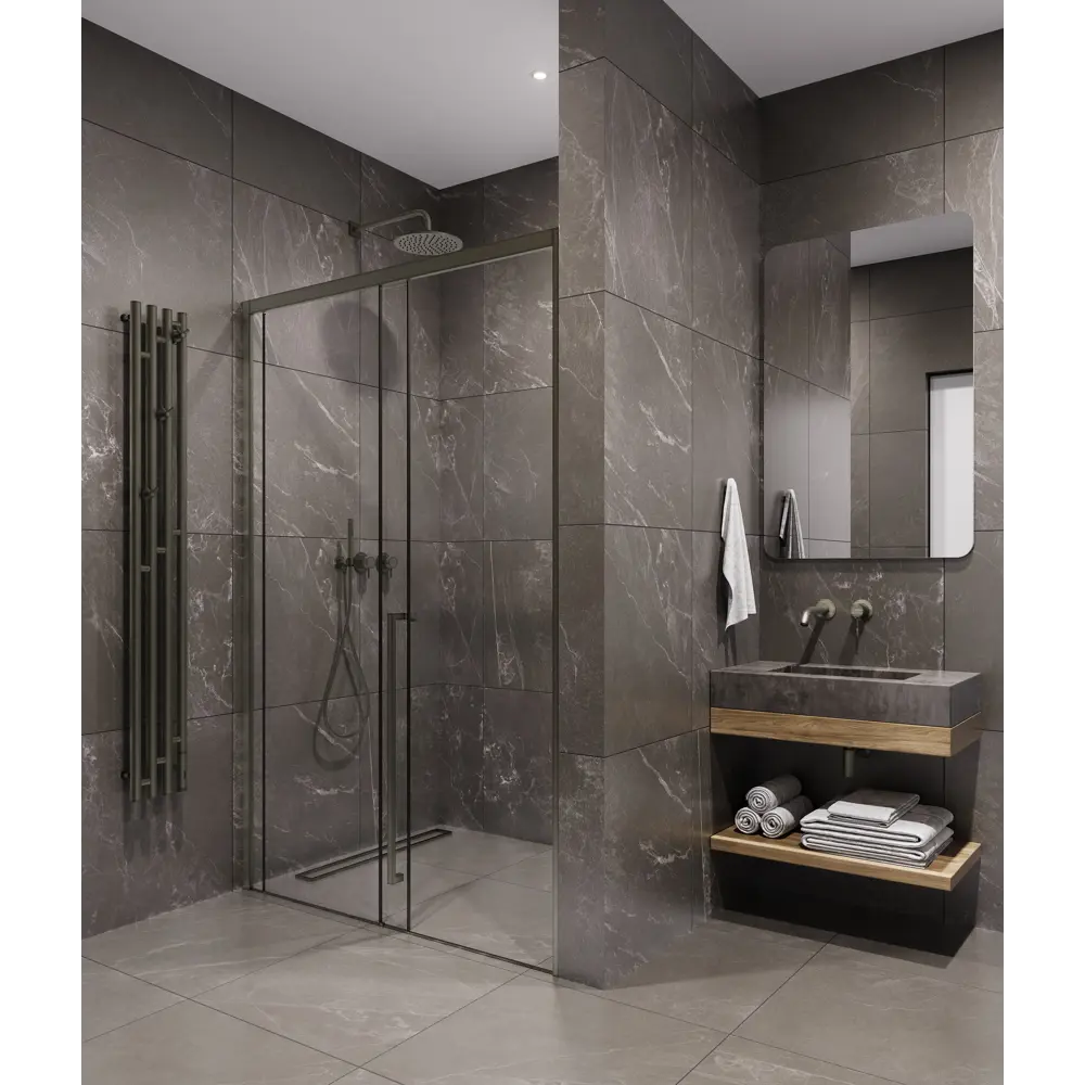 Фото 3 Душевая дверь Timo T51R 150см эффект стекла прозрачное закаленное стекло раздвижной Фото 3 Душевая дверь Timo T51R 150см эффект стекла прозрачное закаленное стекло раздвижной