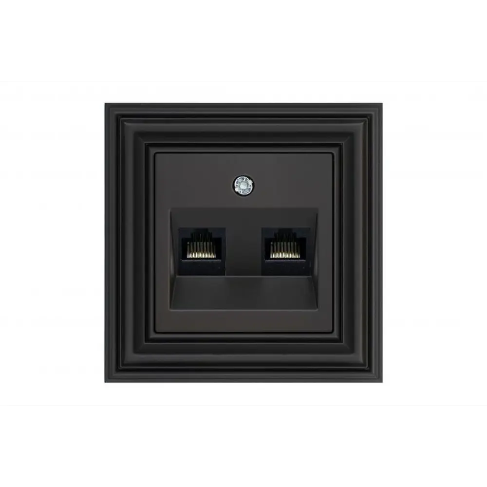 Фото Розетка компьютерная двойная встраиваемая Liregus Retro 29-236 RJ45 цвет черный