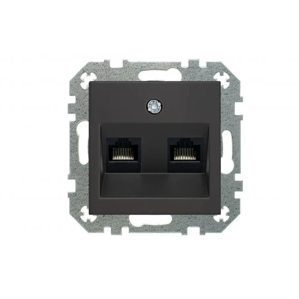 Фото 2 Розетка компьютерная двойная встраиваемая Liregus Retro 29-236 RJ45 цвет черный