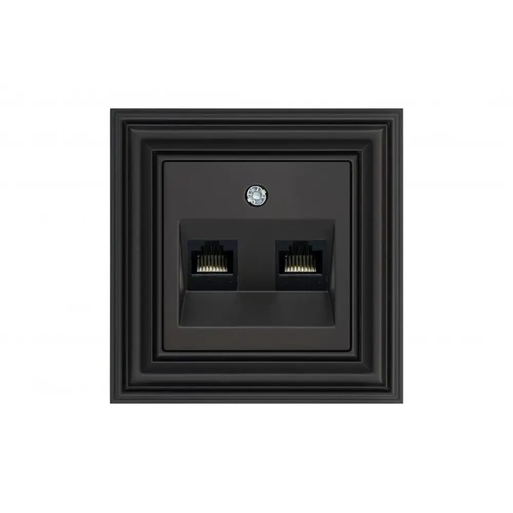 Фото 3 Розетка компьютерная двойная встраиваемая Liregus Retro 29-236 RJ45 цвет черный