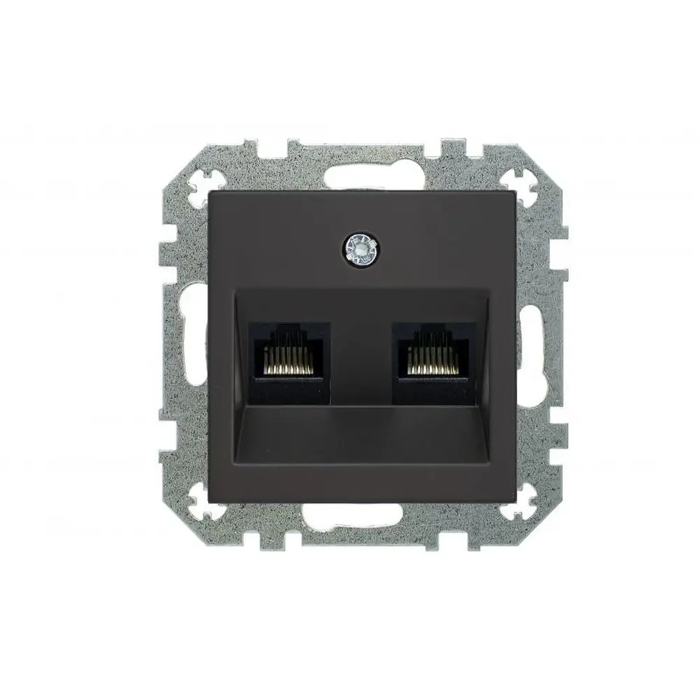 Фото 5 Розетка компьютерная двойная встраиваемая Liregus Retro 29-236 RJ45 цвет черный