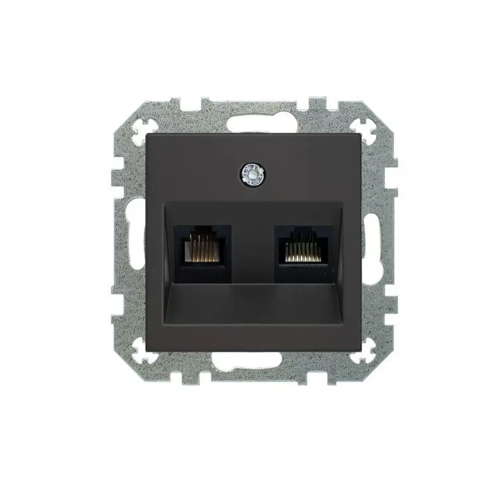 Фото 2 Розетка для телефона и компьютера встраиваемая Liregus Epsilon 29-237 RJ11 RJ45 цвет черный