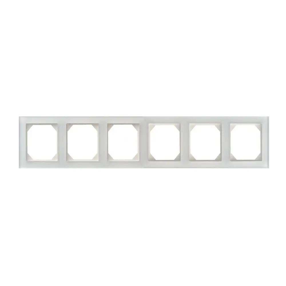 Фото Рамка для розетки Liregus Epsilon LRG_28-256 6 постов цвет белое глянцевое стекло