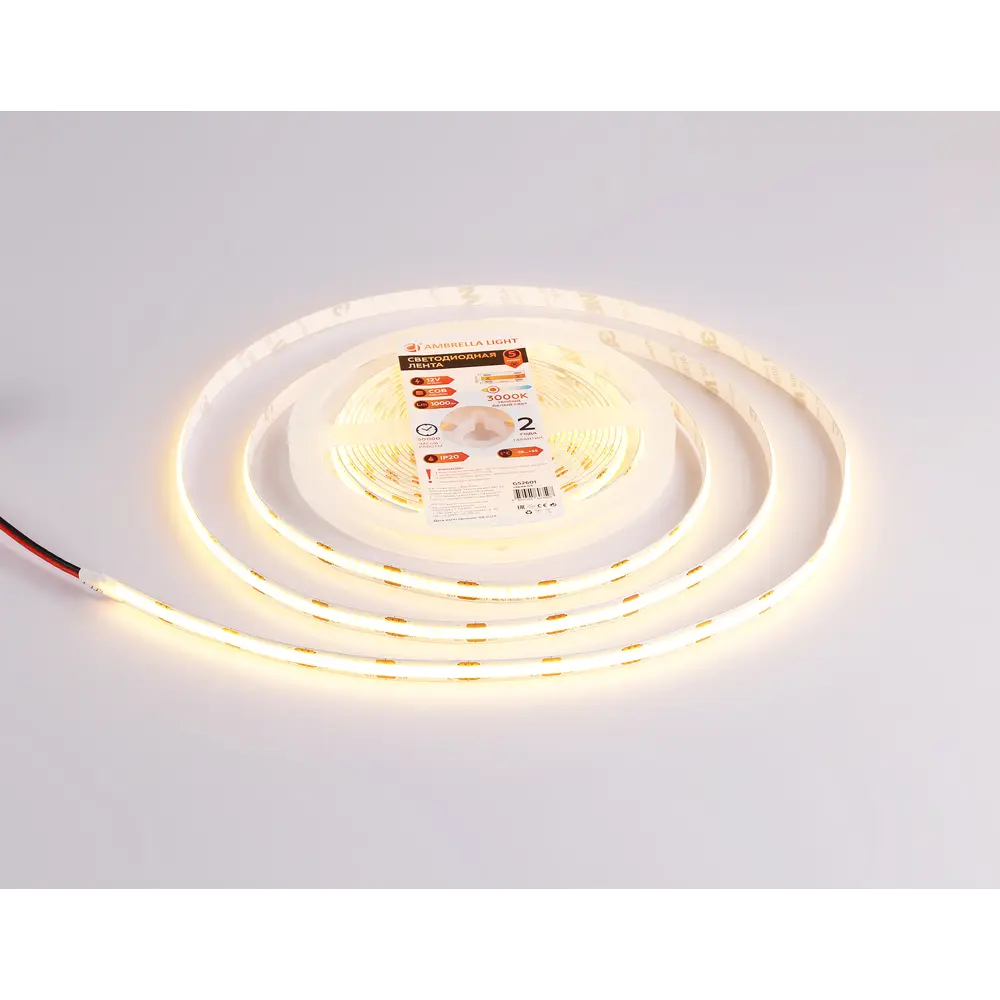 Фото 3 Светодиодная лента Ambrella light Gs2601 320 диод/м 10 Вт/м 12 В IP20 5 м теплый белый (желтый) свет Фото 3 Светодиодная лента Ambrella light Gs2601 320 диод/м 10 Вт/м 12 В IP20 5 м теплый белый (желтый) свет