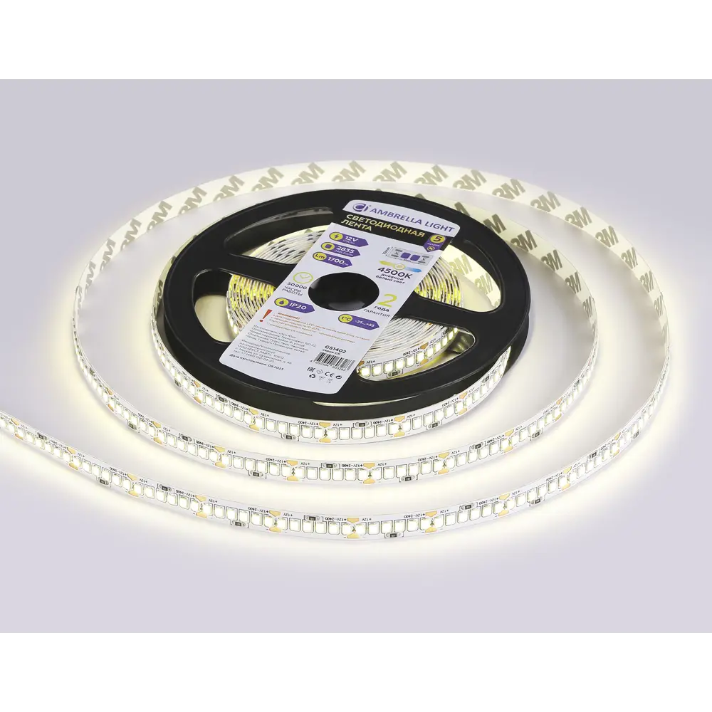 Фото 3 Светодиодная лента Ambrella light Gs1402 240 диод/м 17 Вт/м 12 В IP20 5 м нейтральный белый свет Фото 3 Светодиодная лента Ambrella light Gs1402 240 диод/м 17 Вт/м 12 В IP20 5 м нейтральный белый свет
