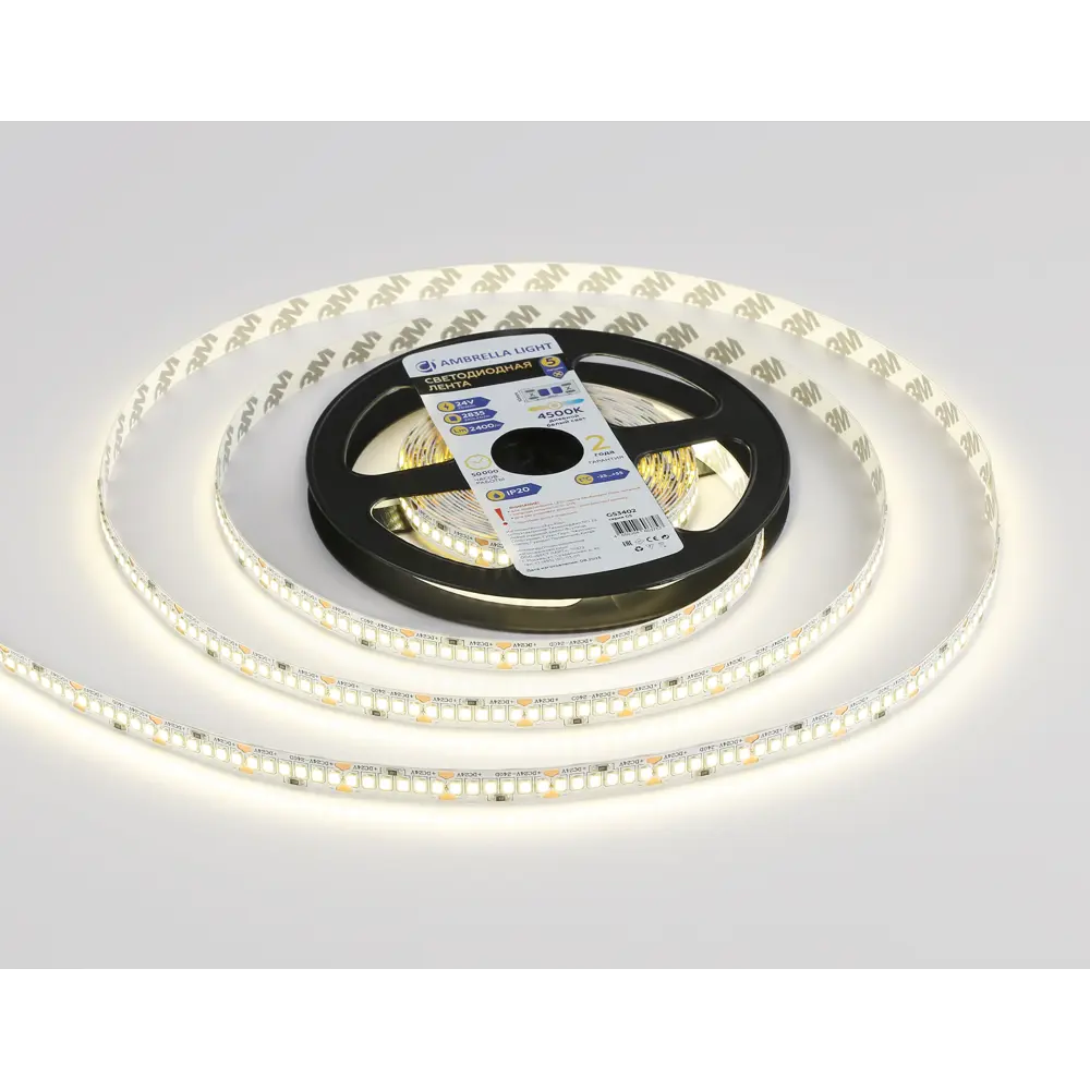 Фото 3 Светодиодная лента Ambrella light Gs3402 240 диод/м 20 Вт/м 24 В IP20 5 м нейтральный белый свет Фото 3 Светодиодная лента Ambrella light Gs3402 240 диод/м 20 Вт/м 24 В IP20 5 м нейтральный белый свет