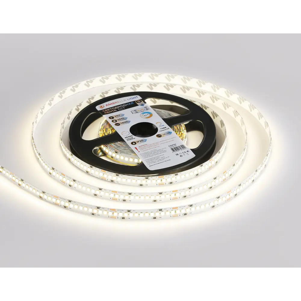 Фото 2 Светодиодная лента Ambrella light Gs4151 240 диод/м 18 Вт/м 24 В IP20 5 м регулируемый белый свет Фото 2 Светодиодная лента Ambrella light Gs4151 240 диод/м 18 Вт/м 24 В IP20 5 м регулируемый белый свет