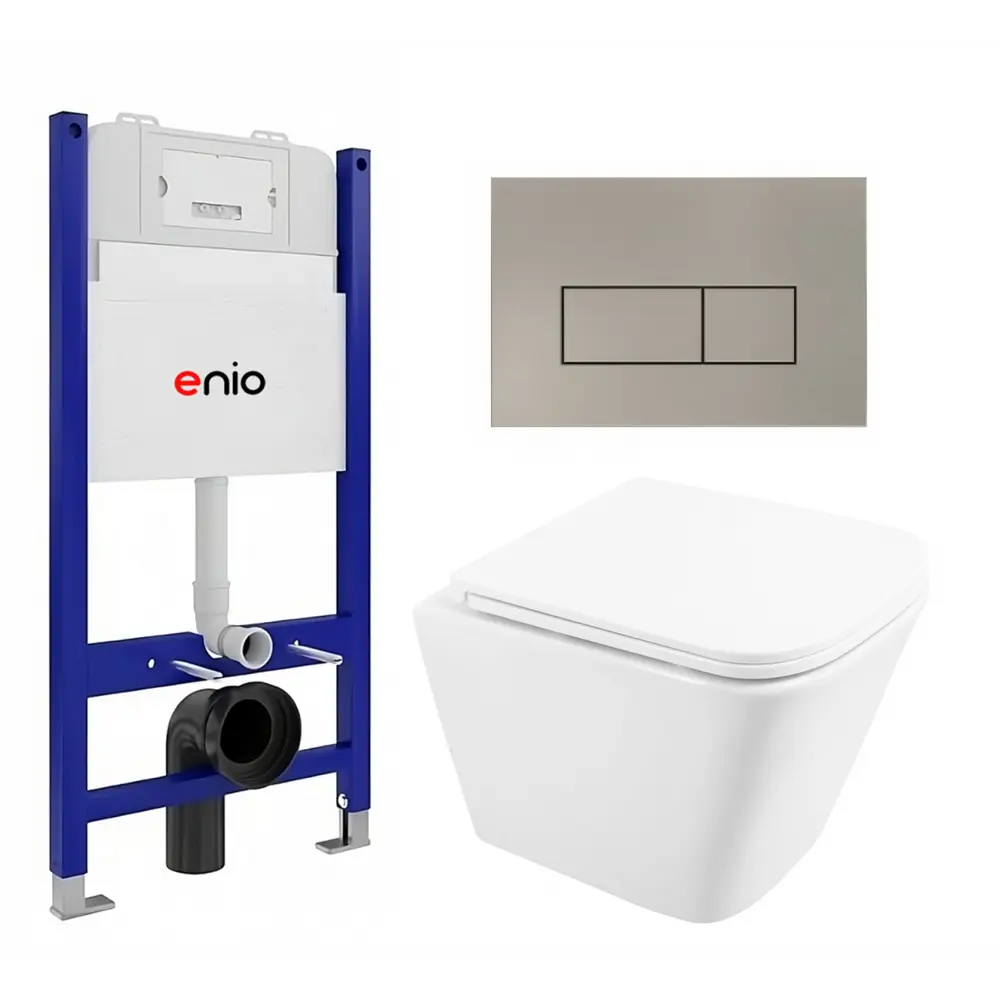 Фото Комплект инсталляции 3 в 1 Enio Tecnico EN8050050 с унитазом BelBagno Due BB3103CHR/SC и кнопка матовая сталь Rettangolo Фото Комплект инсталляции 3 в 1 Enio Tecnico EN8050050 с унитазом BelBagno Due BB3103CHR/SC и кнопка матовая сталь Rettangolo
