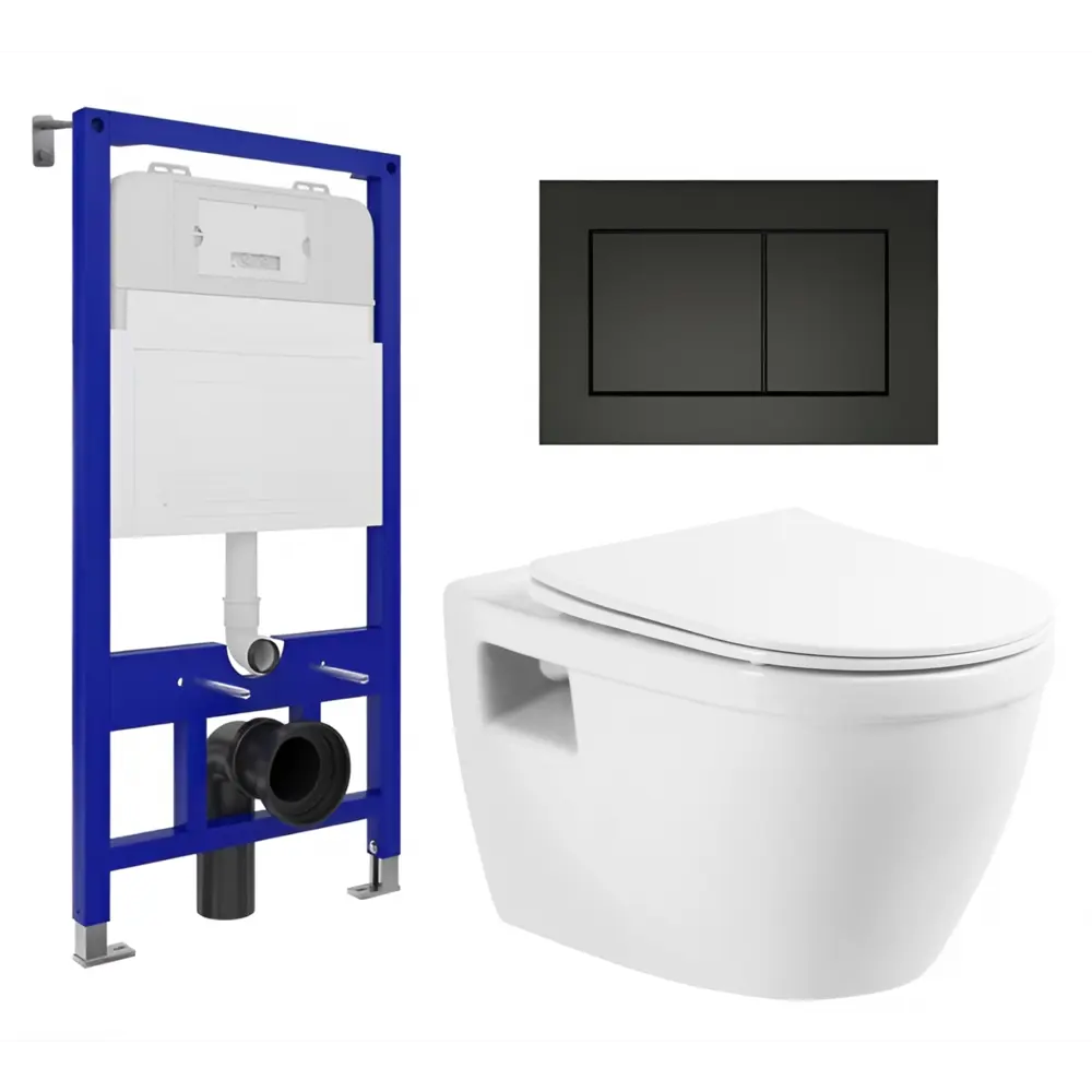 Фото Комплект инсталляции 3 в 1 Enio Tecnico EN8050052 с унитазом BelBagno Loto BB070CHR/SC и кнопка черная матовая Quadro Фото Комплект инсталляции 3 в 1 Enio Tecnico EN8050052 с унитазом BelBagno Loto BB070CHR/SC и кнопка черная матовая Quadro
