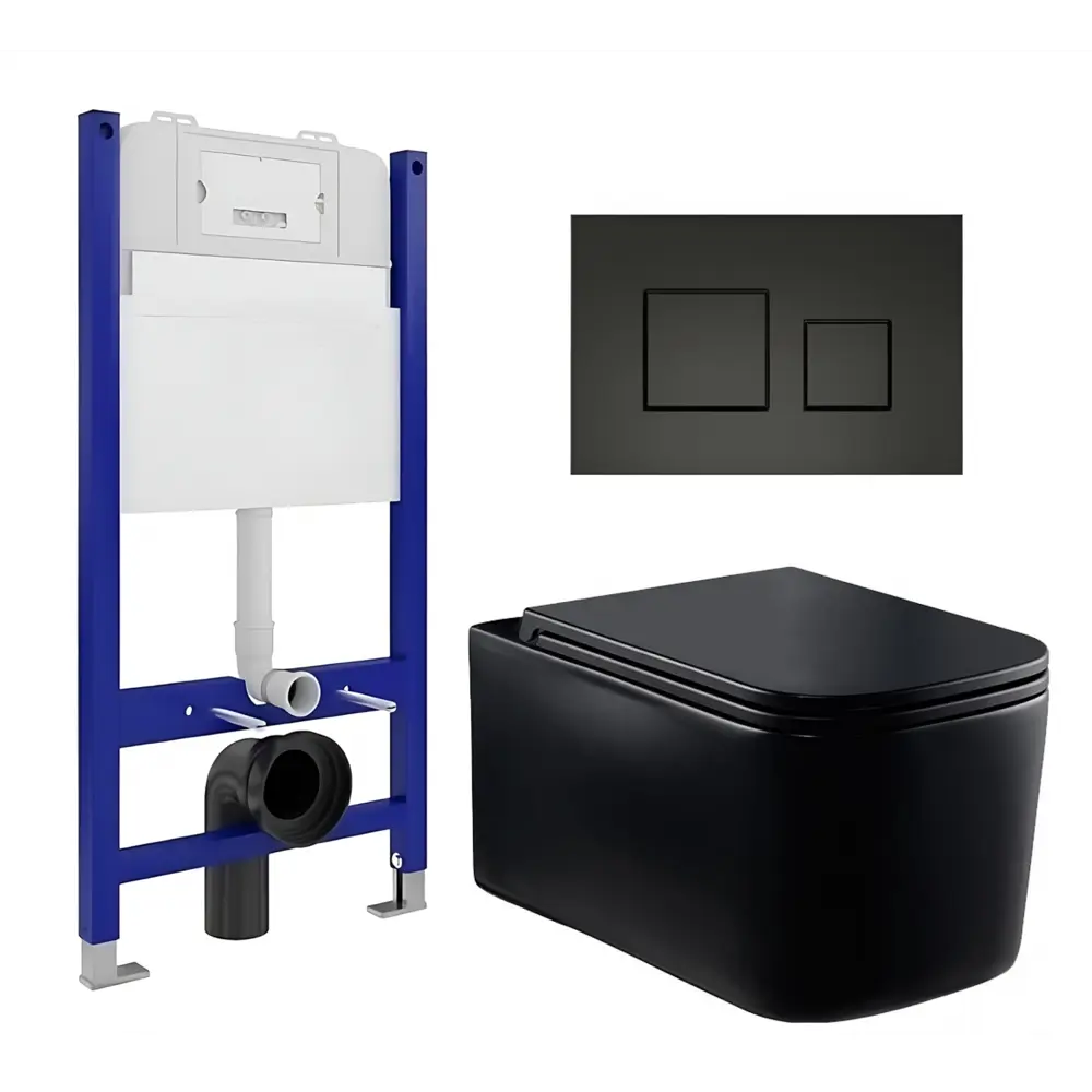 Фото Комплект инсталляции 3 в 1 Enio Tecnico EN8050050 с унитазом Vincea Ultra VT1-32MB и кнопка черная матовая Cubo Фото Комплект инсталляции 3 в 1 Enio Tecnico EN8050050 с унитазом Vincea Ultra VT1-32MB и кнопка черная матовая Cubo