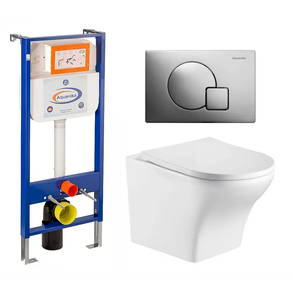 Фото Комплект инсталляции 3 в 1 Enio Aquanika с унитазом WeltWasser Odenbach GL-WT и кнопка хром Фото Комплект инсталляции 3 в 1 Enio Aquanika с унитазом WeltWasser Odenbach GL-WT и кнопка хром