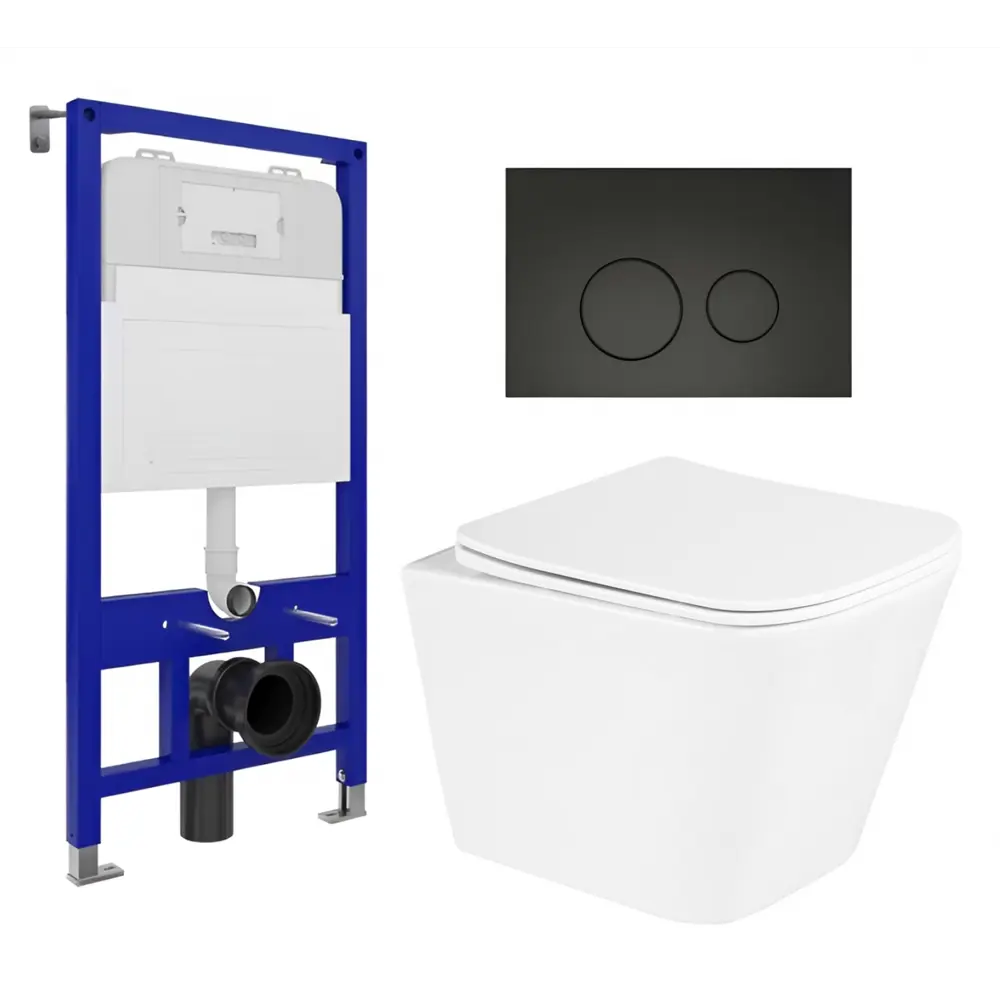 Фото Комплект инсталляции 3 в 1 Enio Tecnico 52 с унитазом BelBagno Due BB3103CHR/SC и кнопка черная матовая Rotondo Фото Комплект инсталляции 3 в 1 Enio Tecnico 52 с унитазом BelBagno Due BB3103CHR/SC и кнопка черная матовая Rotondo