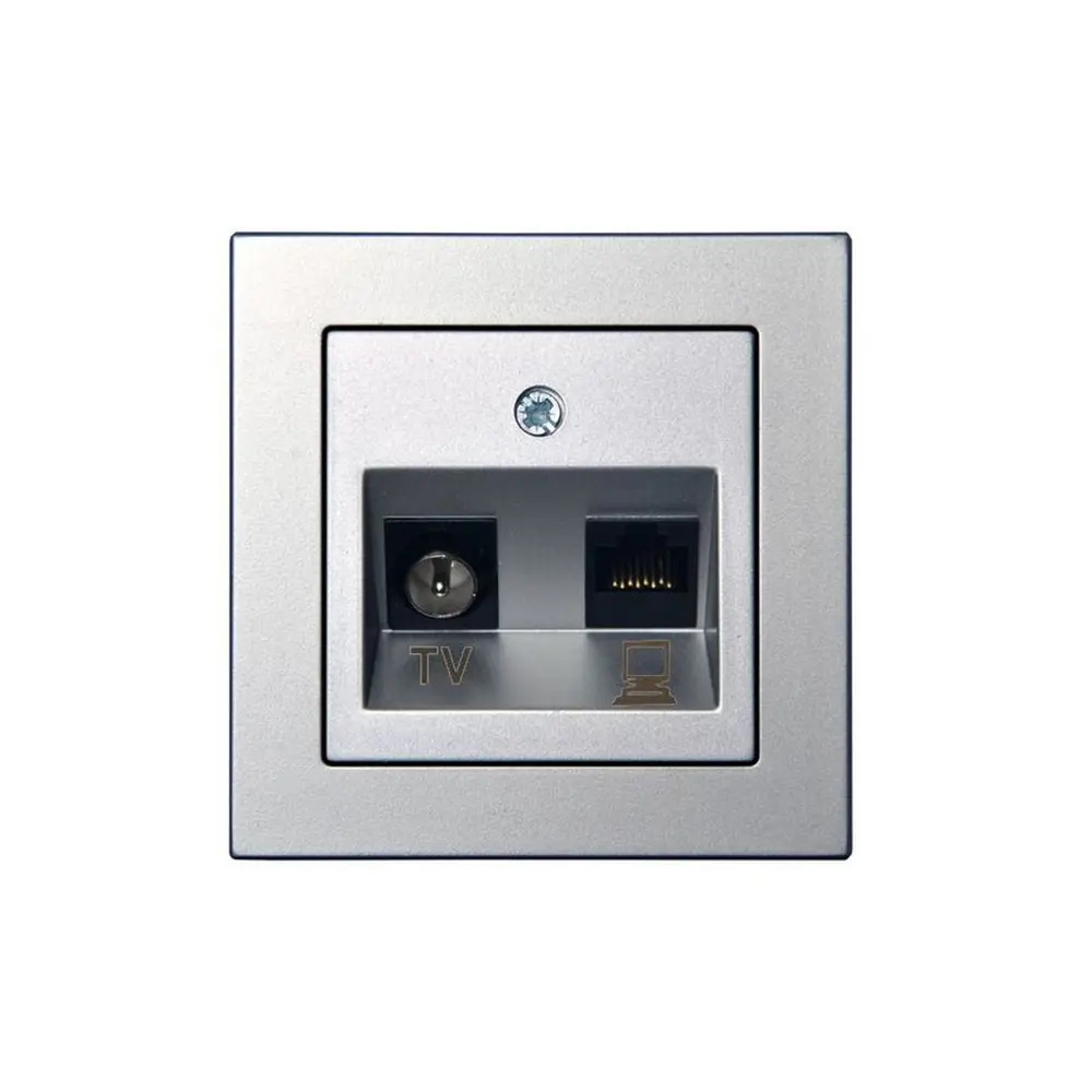 Фото Розетка для телевизора и компьютера встраиваемая Liregus Epsilon 28-183 цвет серебро Фото Розетка для телевизора и компьютера встраиваемая Liregus Epsilon 28-183 цвет серебро