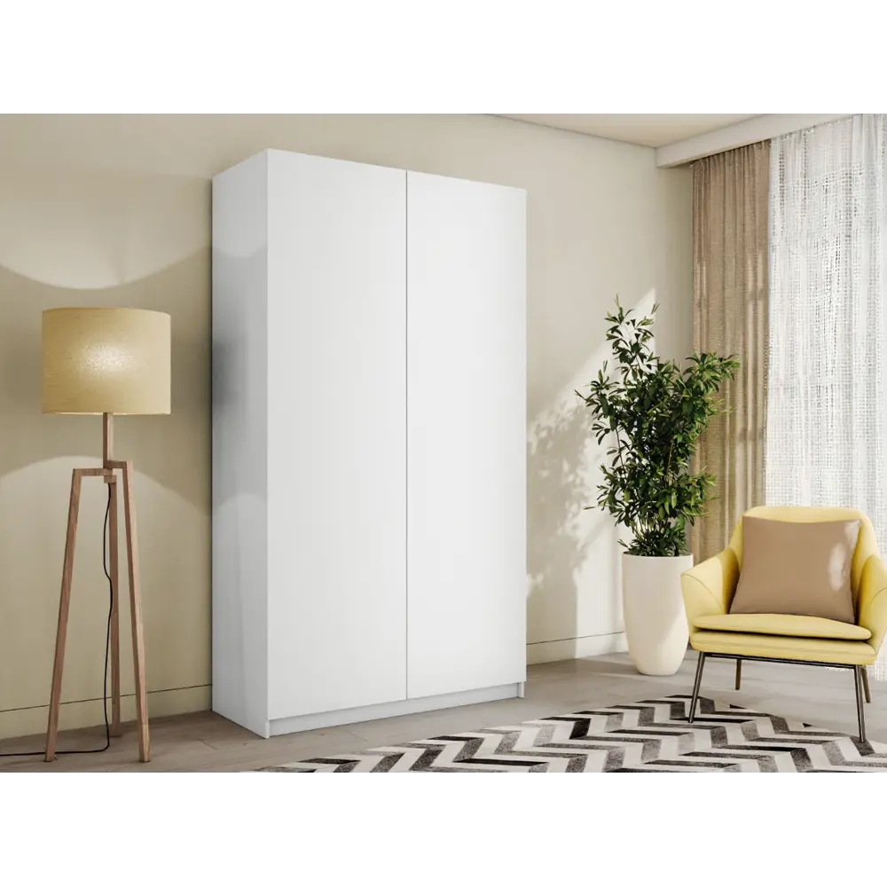 Фото 2 Шкаф распашной Мебельная компания е1 LCKS2_2SH_1600_S 121x220x52.5 см ЛДСП цвет белый снег