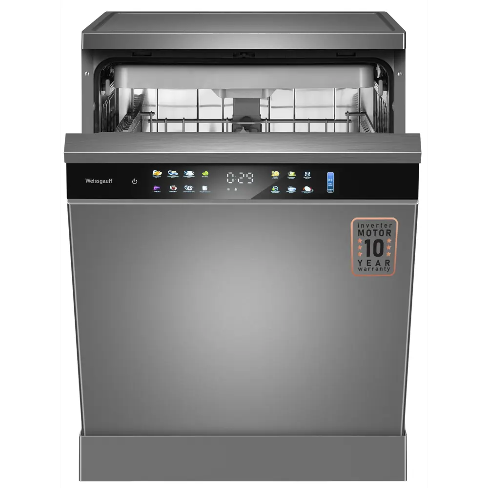 Фото Отдельностоящая посудомоечная машина Weissgauff 436083 59.8 см 8 программ цвет серый / серебристый Фото Отдельностоящая посудомоечная машина Weissgauff 436083 59.8 см 8 программ цвет серый / серебристый