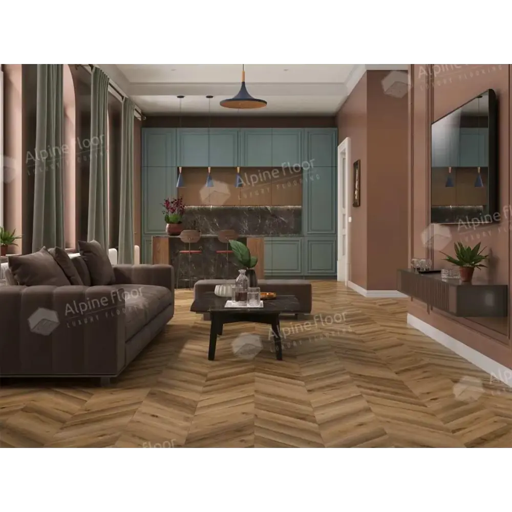 Фото Ламинат Alpine Floor Chevron Art Дуб Эльбрус 34 класс толщина 12 мм с фаской 1.232 м², цена за упаковку Фото Ламинат Alpine Floor Chevron Art Дуб Эльбрус 34 класс толщина 12 мм с фаской 1.232 м², цена за упаковку
